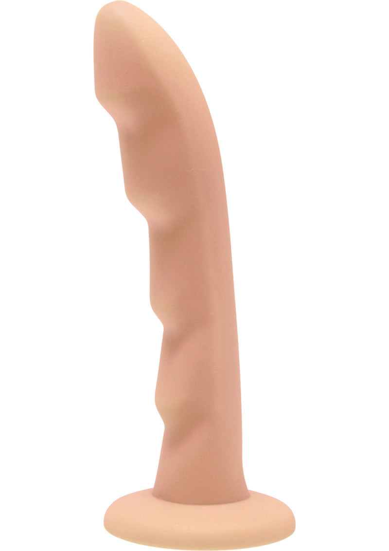 Strap U Ripples Silicone Dildo Flesh 6.75 Inch