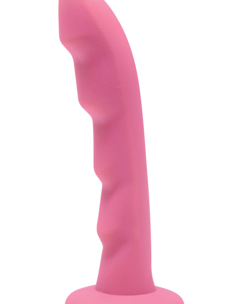 Strap U Ripples Silicone Dildo Pink 6.75 Inch
