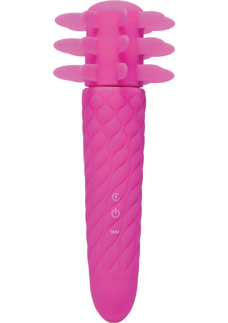 Estimulador de clítoris de silicona Inmi Lingus con mango insertable, vibrador rosa de 7 pulgadas