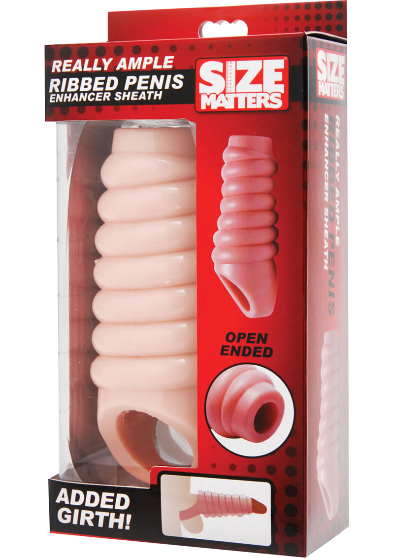 Size Matters Ribbed Penis Enchancer Sheath Flesh 5.5 Inch