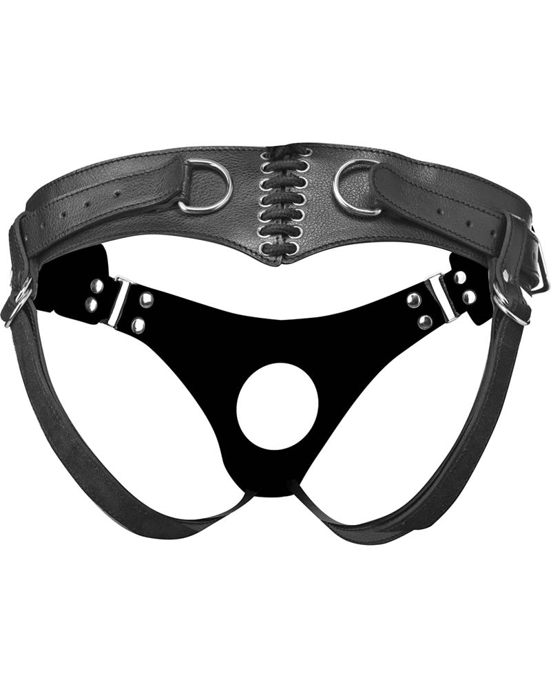 Strap U Bodice Corset Strap On Harness Black