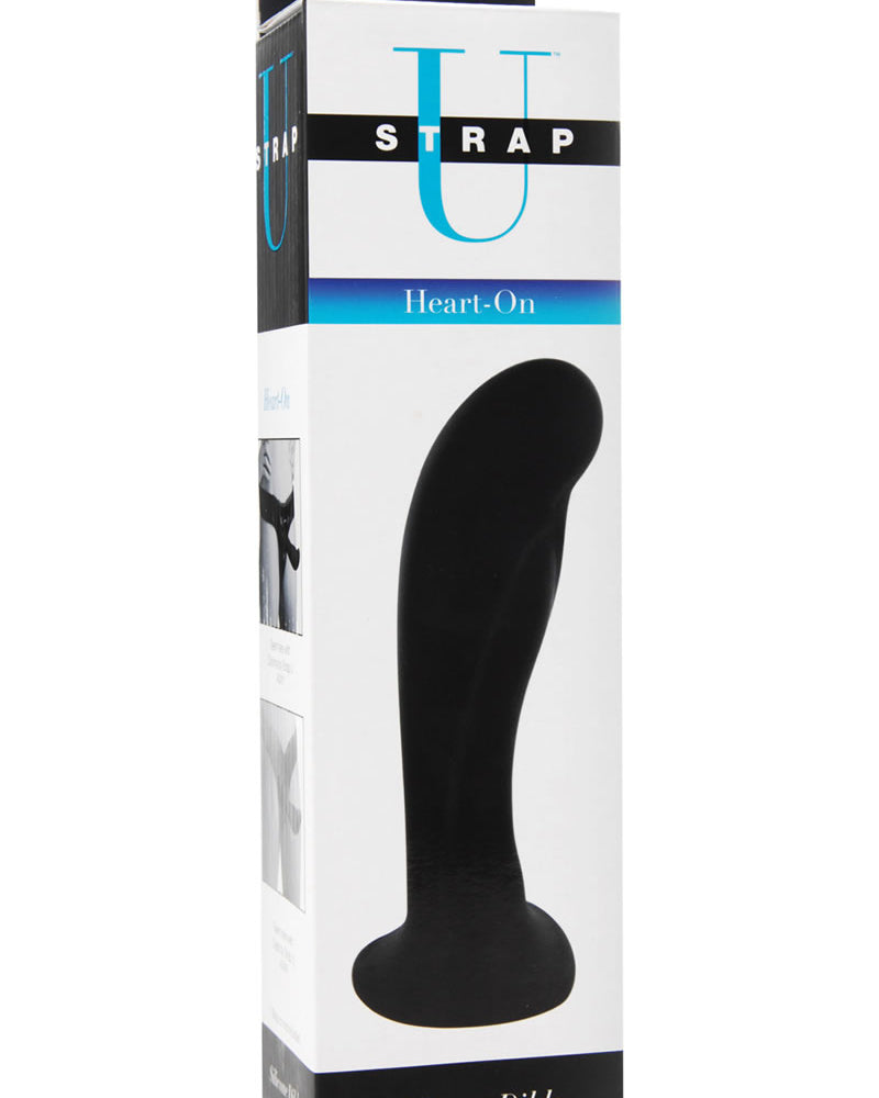 Strap U Heart On Silicone Dildo Black 6 Inch