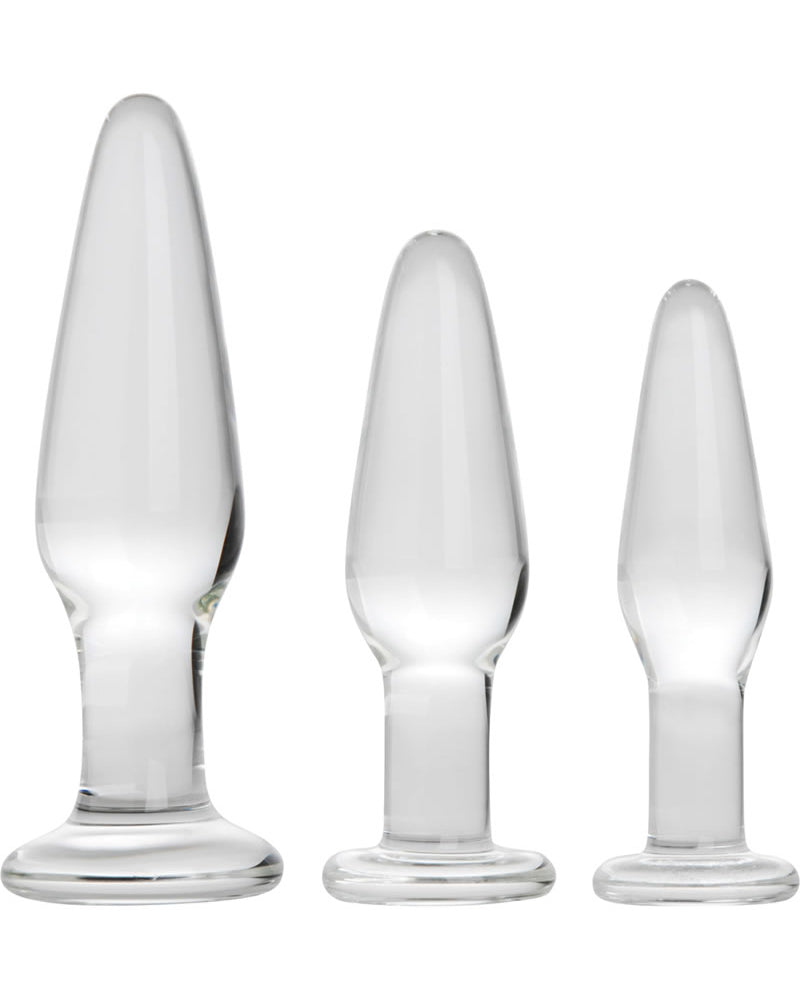 Tapones anales de vidrio Prisms Dosha transparentes, 3 unidades por kit