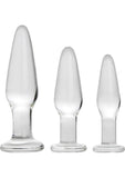 Prisms Dosha Glass Anal Plugs Clear 3 Each Per Kit