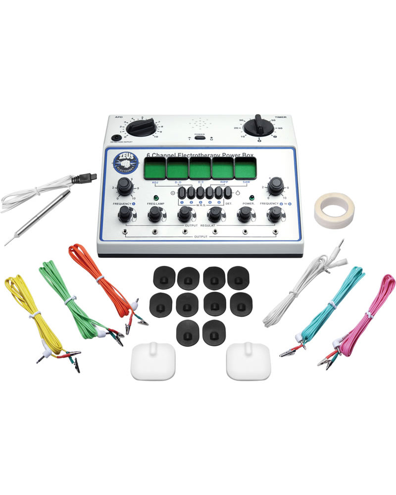 Kit de caja de potencia de lujo para electrosexo de 6 canales Zeus