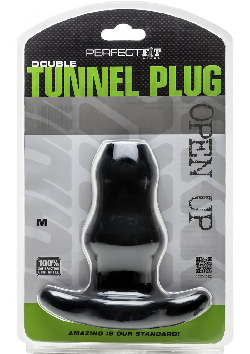 Plug de túnel doble de ajuste perfecto, negro, mediano