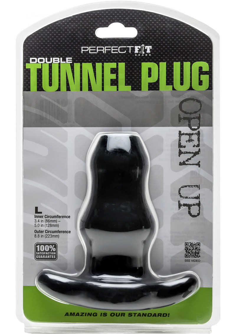 Plug de túnel doble de ajuste perfecto, negro, grande