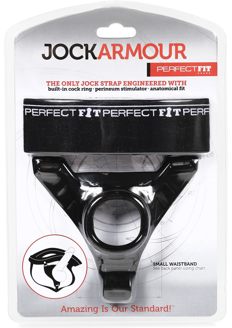 Perfect Fit Jock Armour Jock Strap Cockring Black Small