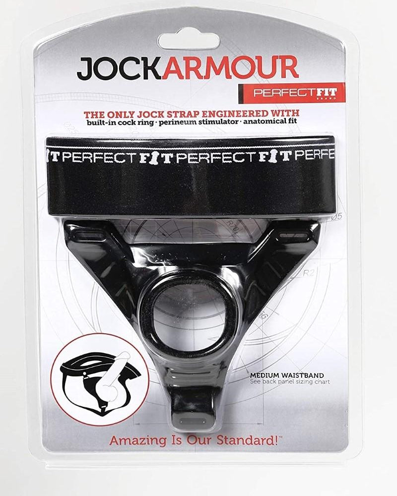 Perfect Fit Jock Armour Jock Strap Cockring Black Medium