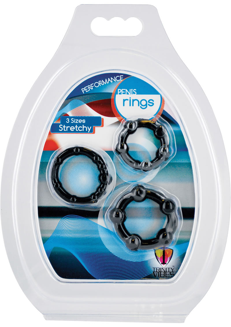 Trinity Vibes Performance Penis Rings Black