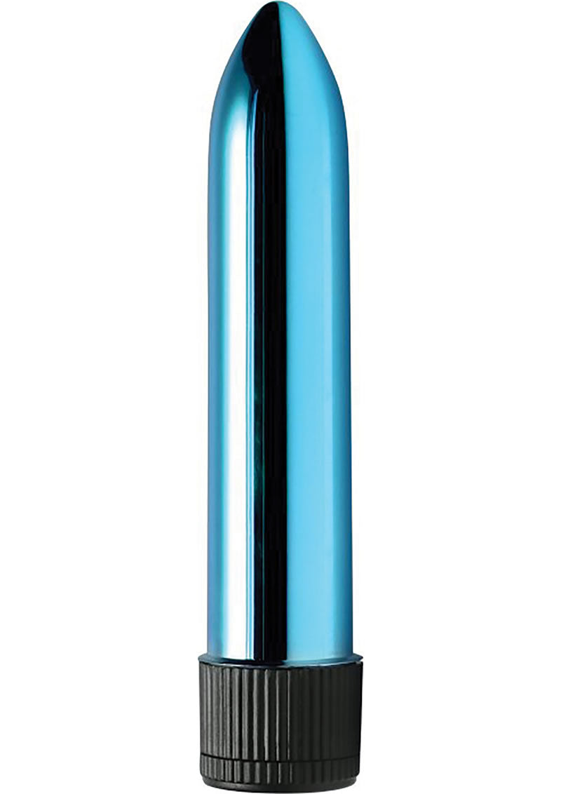 Vibrador delgado impermeable Trinity Vibes Shimmer azul de 5 pulgadas