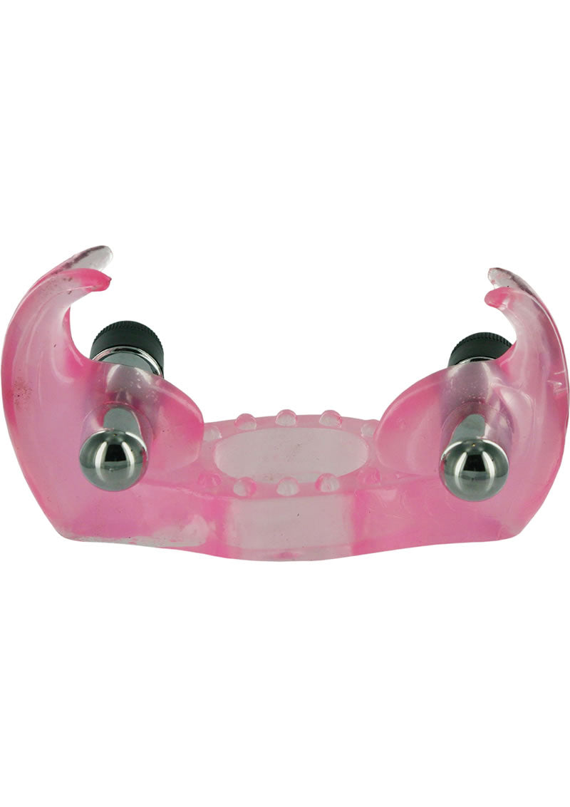 Trinity Vibes Dual Rabbit Vibrating Cockring Waterproof Pink