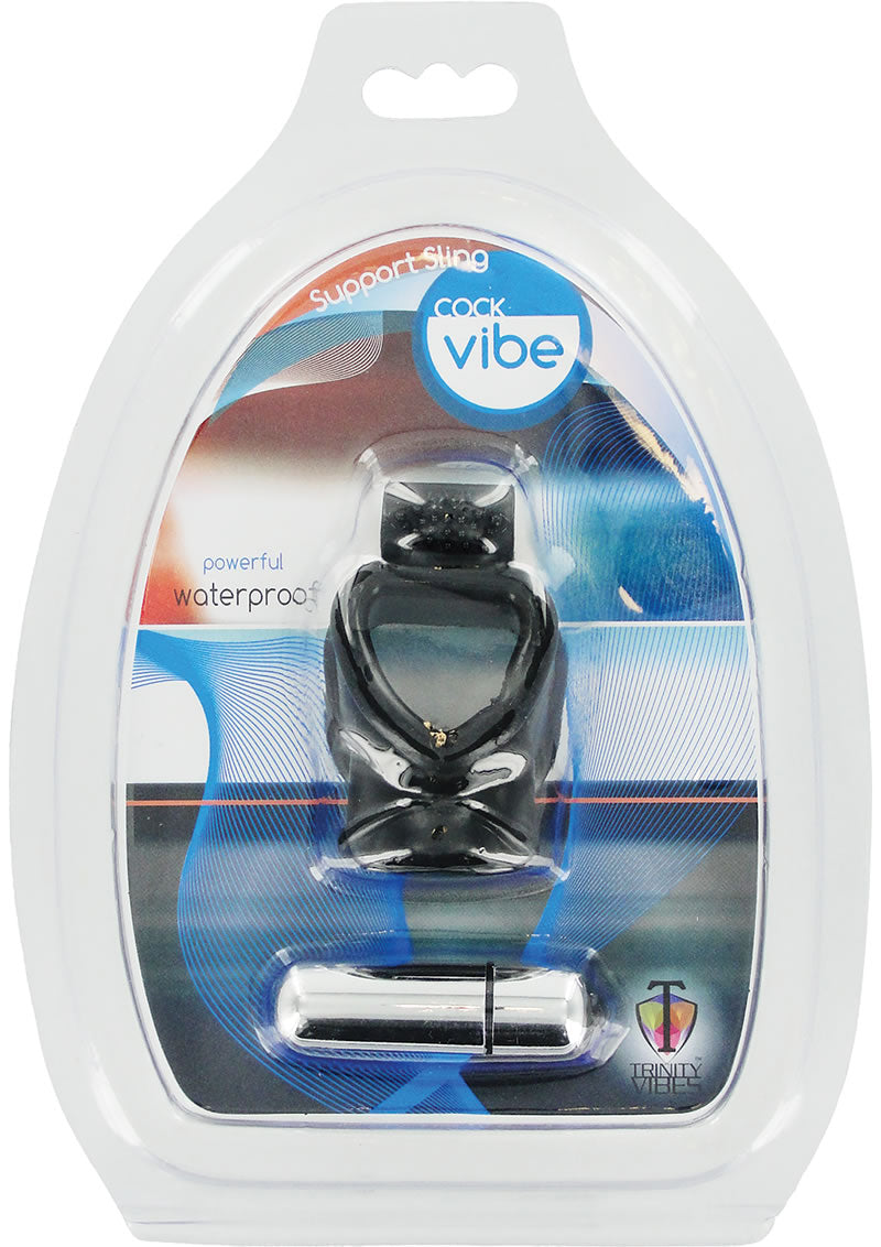 Vibrador con correa de soporte Trinity Vibes para el pene, resistente al agua, color negro