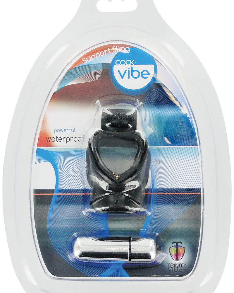 Vibrador con correa de soporte Trinity Vibes para el pene, resistente al agua, color negro