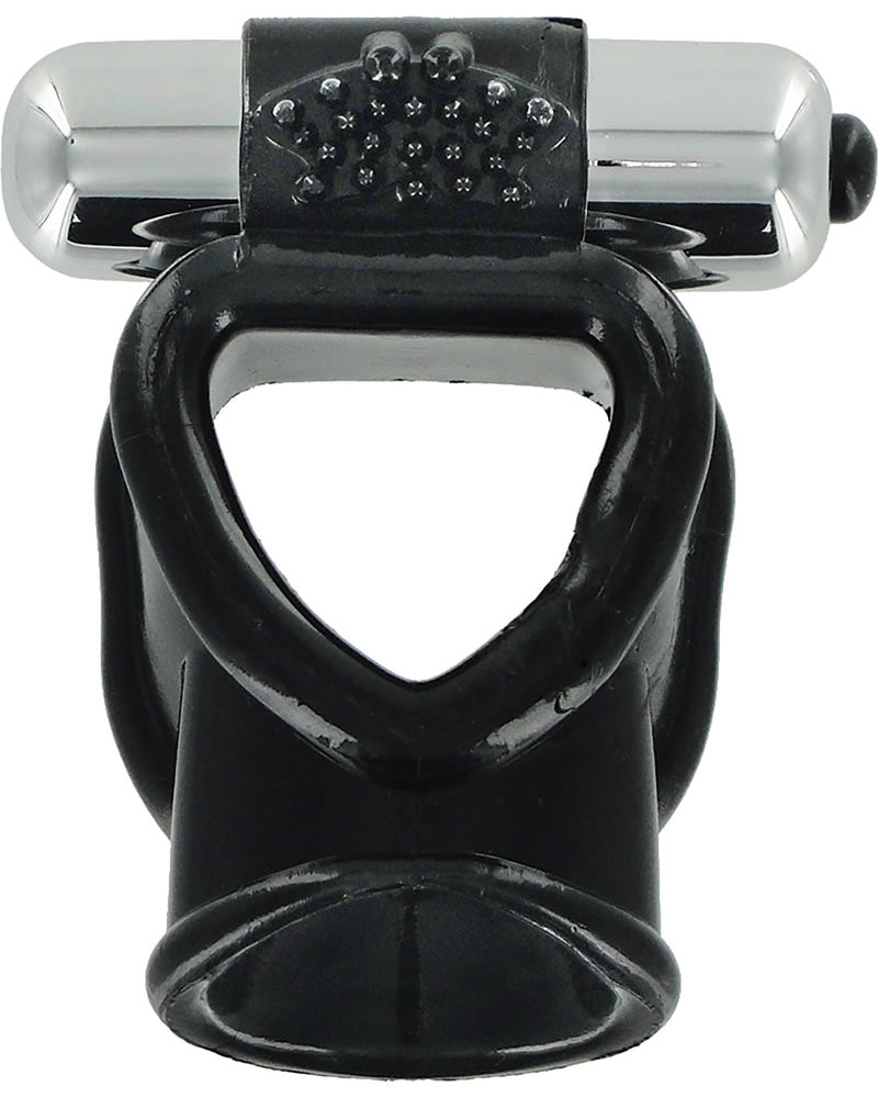 Vibrador con correa de soporte Trinity Vibes para el pene, resistente al agua, color negro