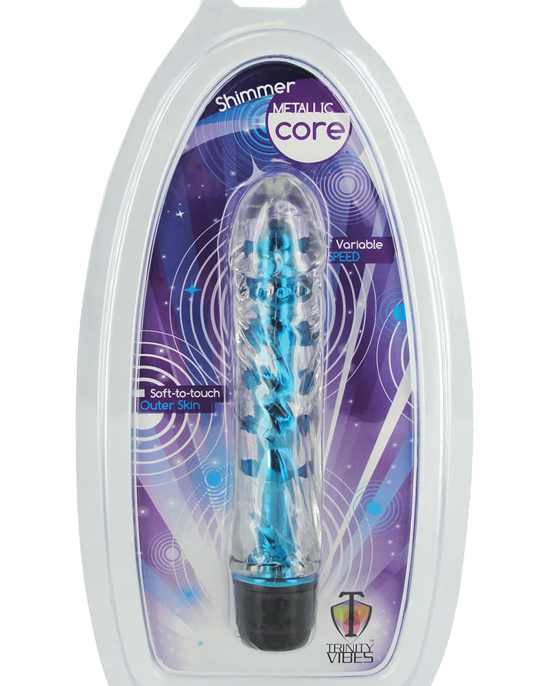 Vibrador metálico azul brillante Trinity Vibes Shimmer Core