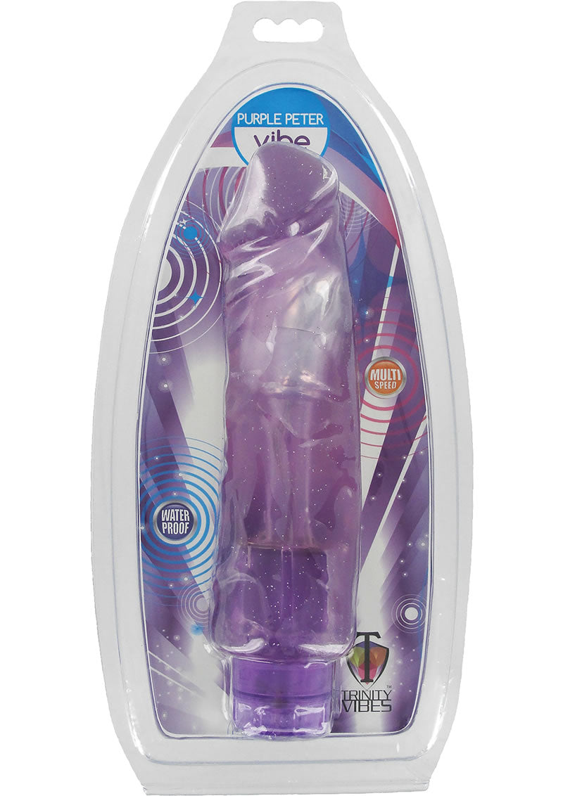 Vibrador realista de gelatina Trinity Vibes Purple Peter, resistente al agua, morado, 9 pulgadas