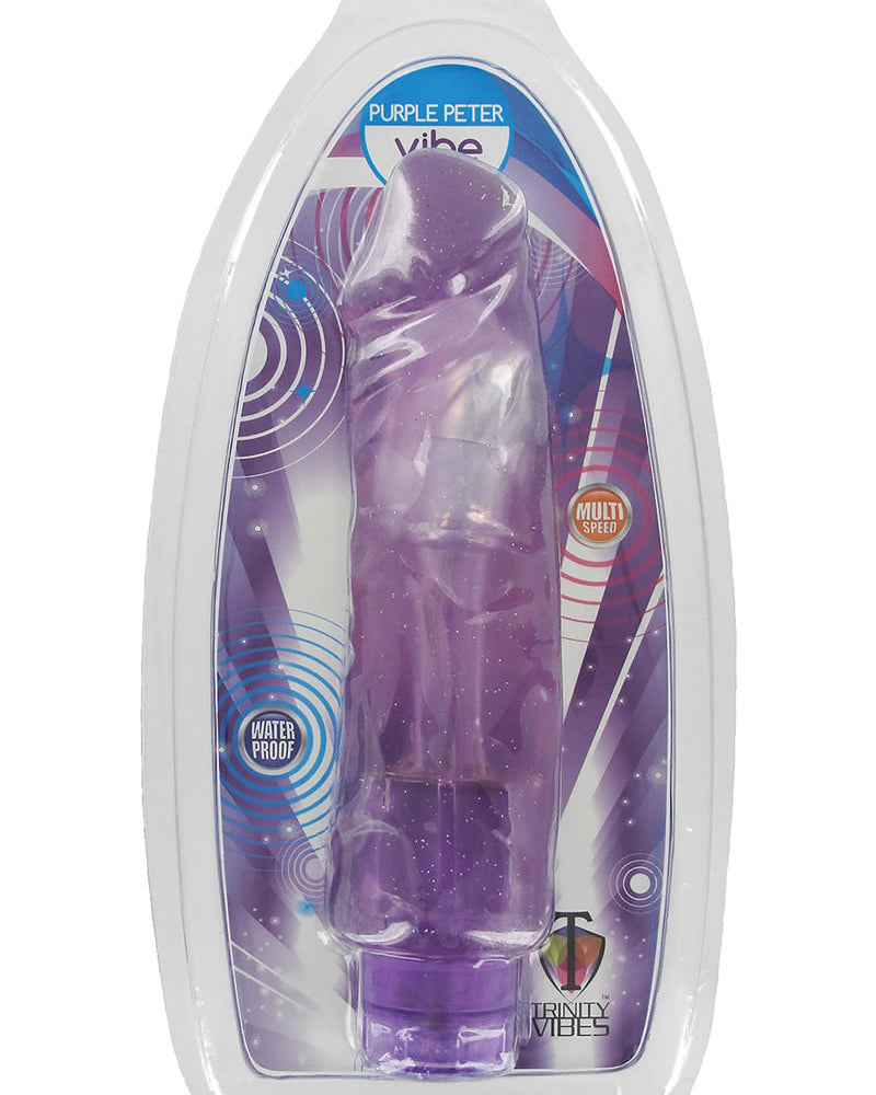Vibrador realista de gelatina Trinity Vibes Purple Peter, resistente al agua, morado, 9 pulgadas