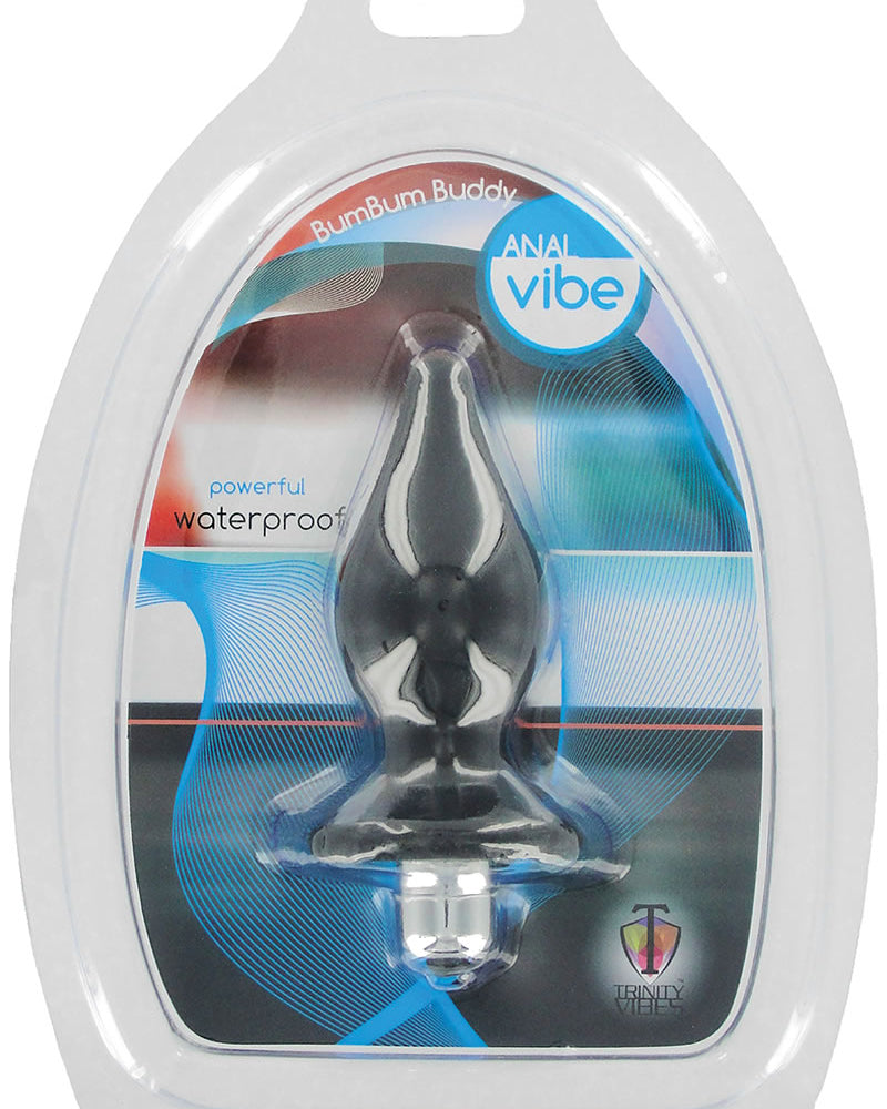Vibrador anal de silicona Trinity Vibes Bumbum Buddy, resistente al agua, color negro