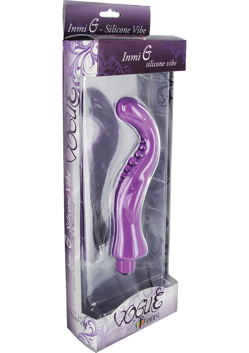 Vibrador de punto G de silicona Vogue Inmi G, resistente al agua, morado, 6 pulgadas