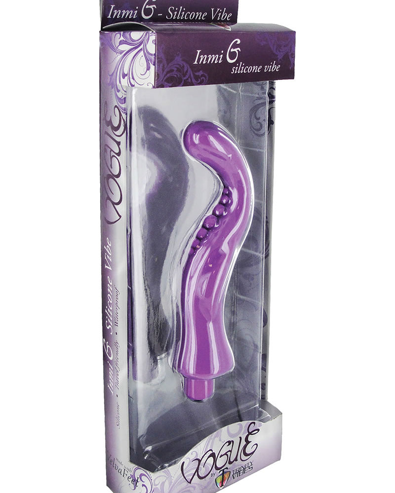 Vibrador de punto G de silicona Vogue Inmi G, resistente al agua, morado, 6 pulgadas