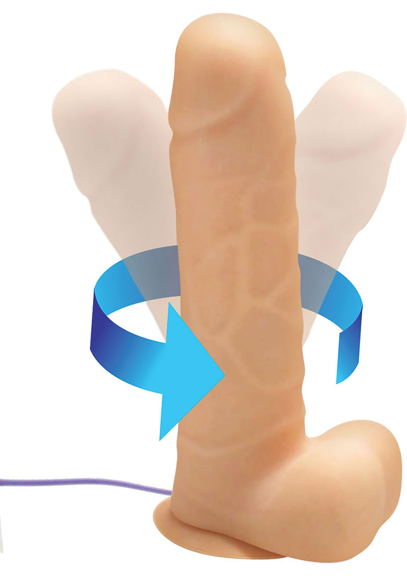 SexFlesh Turn`in Tom Rotating Dildo White 8 Inch