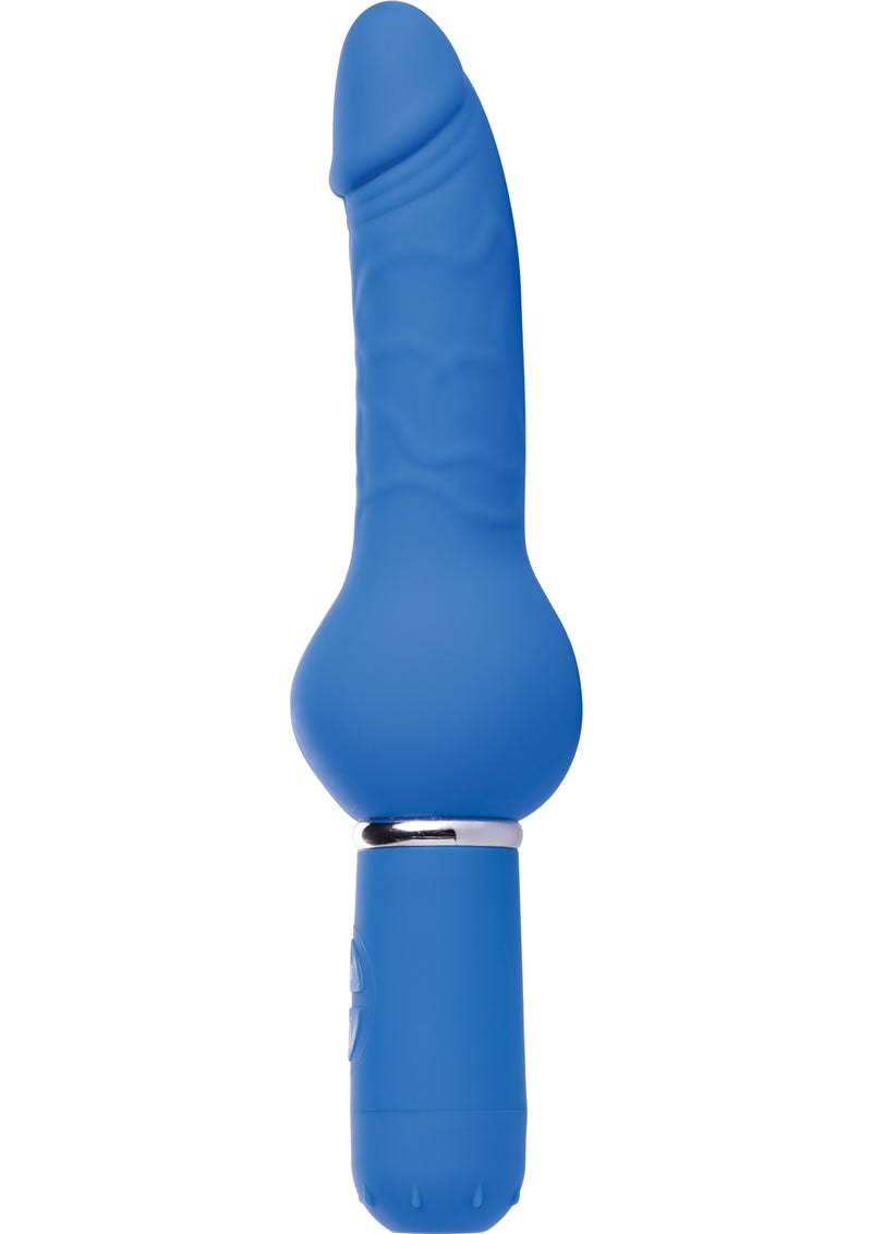 Vibrador de silicona Trinity Vibes Blue Boy Thruster, resistente al agua, color azul