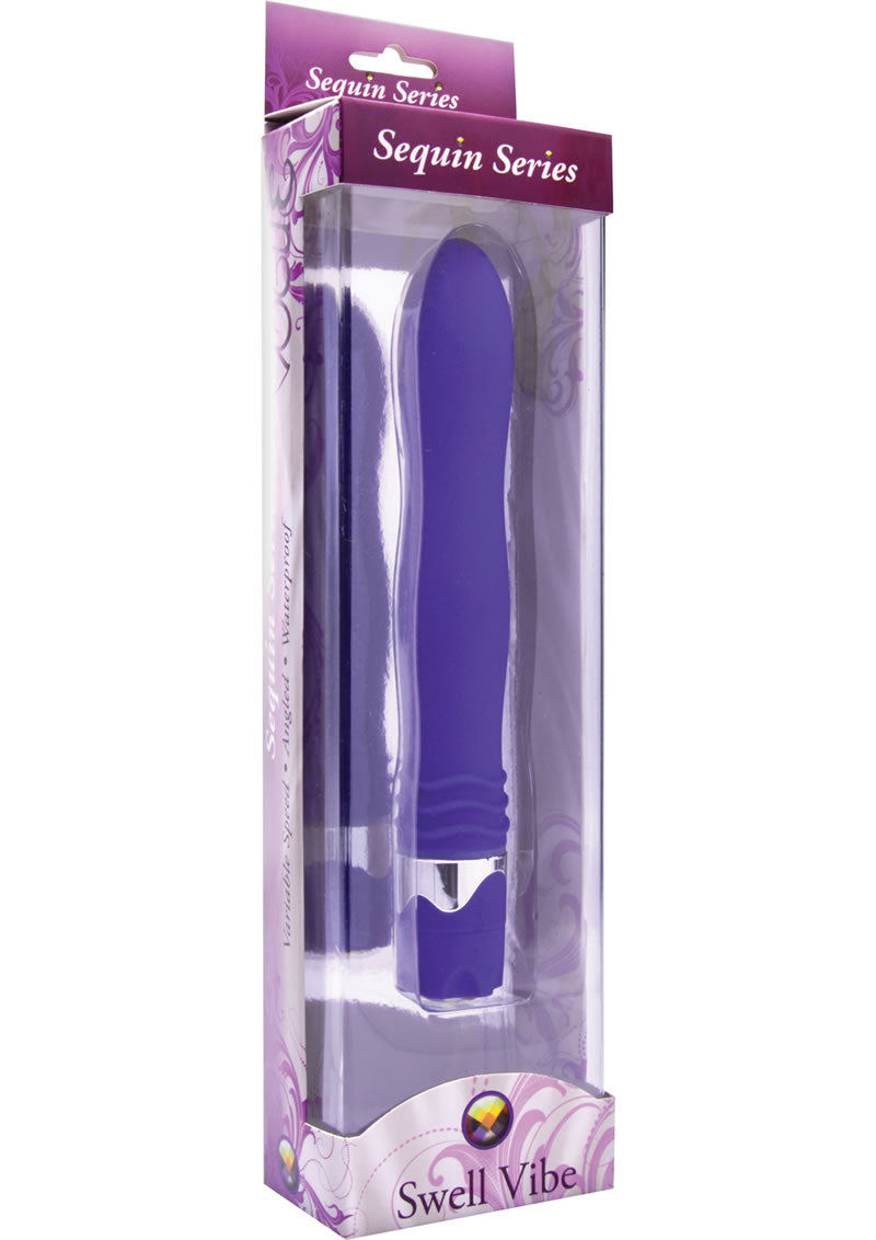 Vibrador Swell Vibe de la serie de lentejuelas Vogue, resistente al agua, morado, 7,5 pulgadas