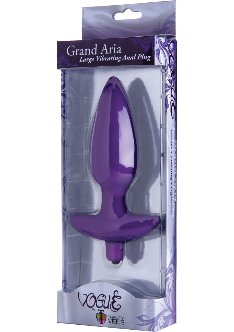 Tapón anal de silicona Vogue Aria, resistente al agua, morado, grande, 6 pulgadas