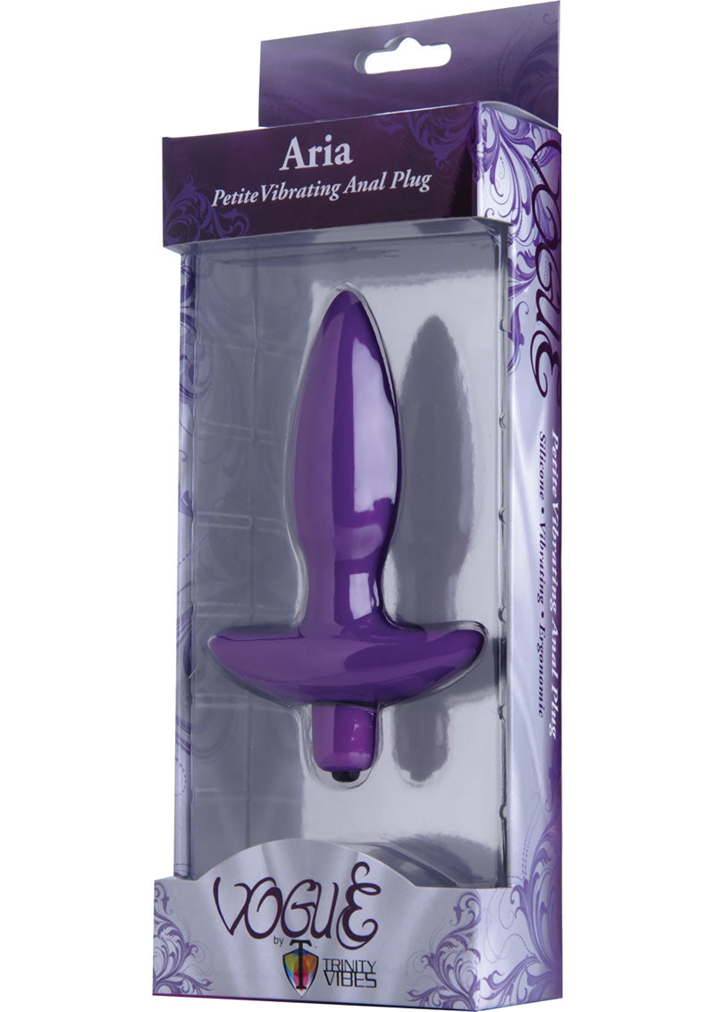 Tapón anal de silicona Vogue Aria, resistente al agua, morado, pequeño, 6 pulgadas