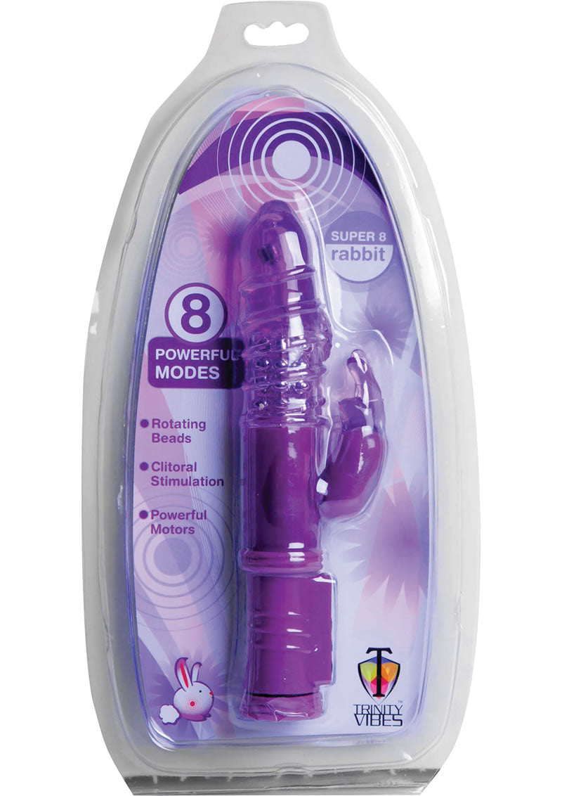 Vibrador de conejo Trinity Vibes Super 8 Mode de 9 pulgadas en color morado