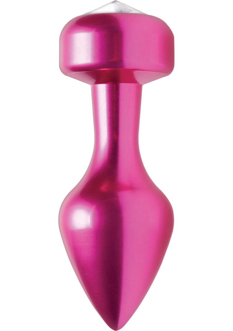 Vogue Solitaire Gem Accented Aluminum Anal Plug Pink