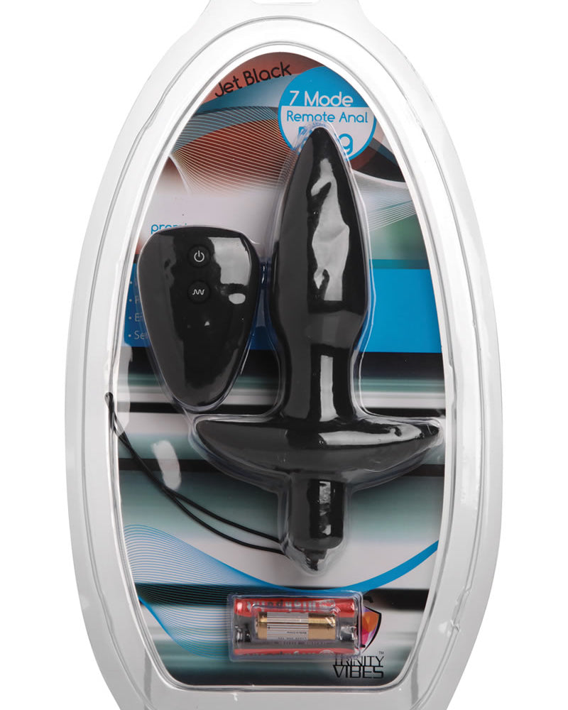 Tapón anal de silicona con control remoto Trinity Vibes Jet Black 7x
