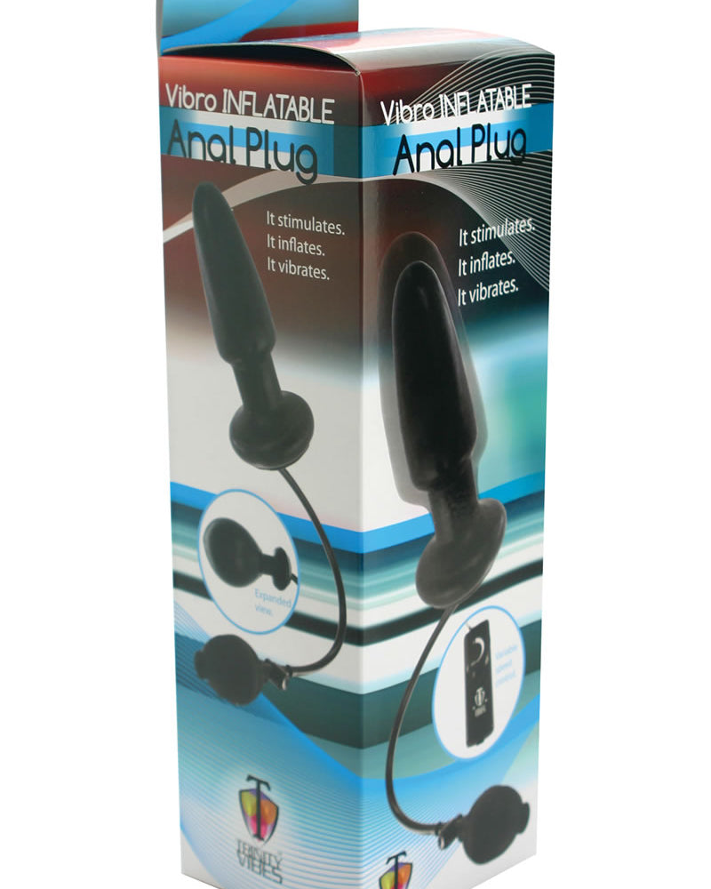 Tapón anal inflable vibrador Trinity Vibes de 4 pulgadas, color negro