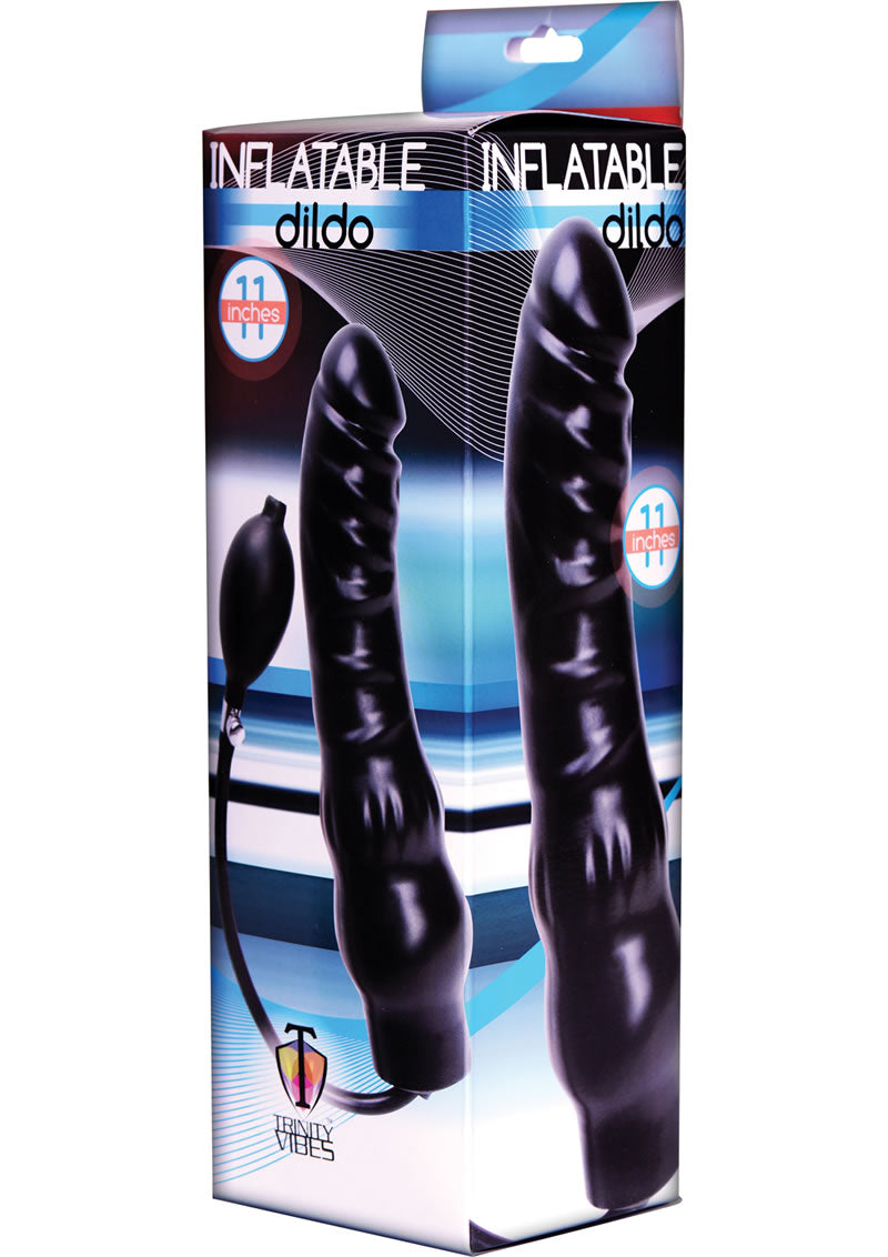 Consolador inflable Trinity Vibes negro de 11 pulgadas
