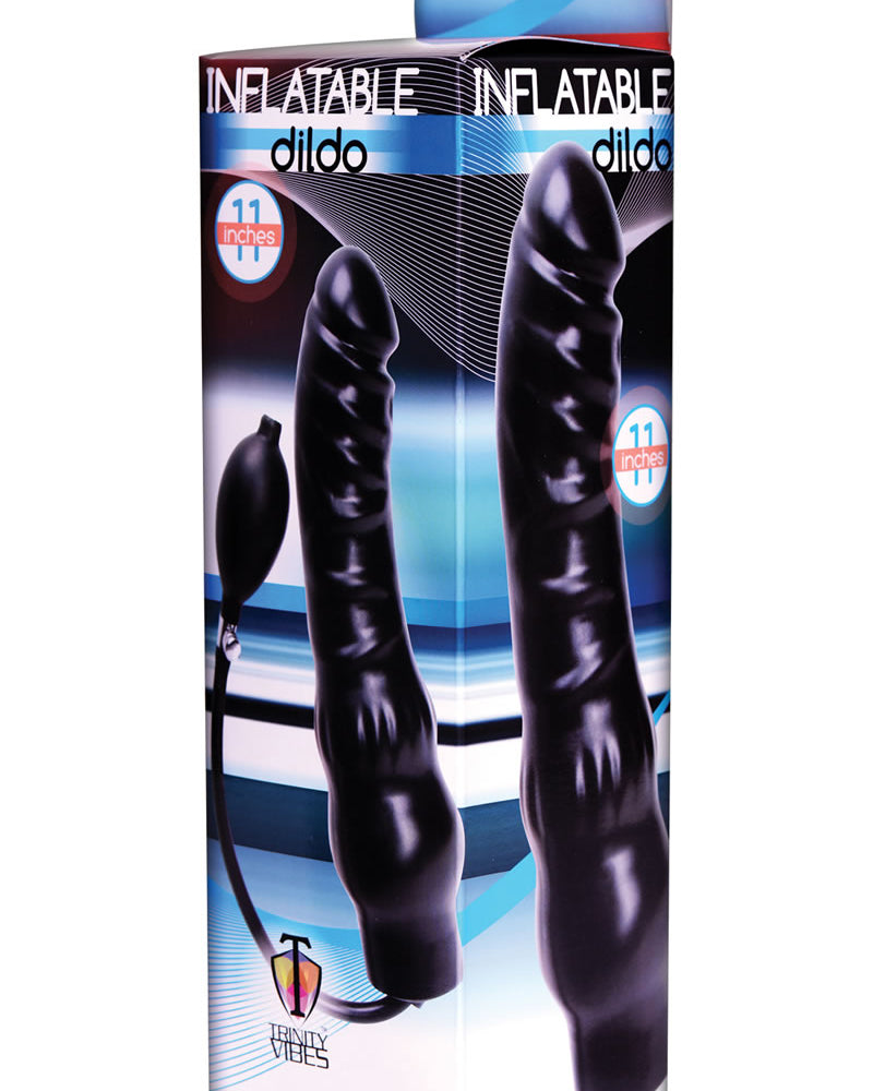 Consolador inflable Trinity Vibes negro de 11 pulgadas