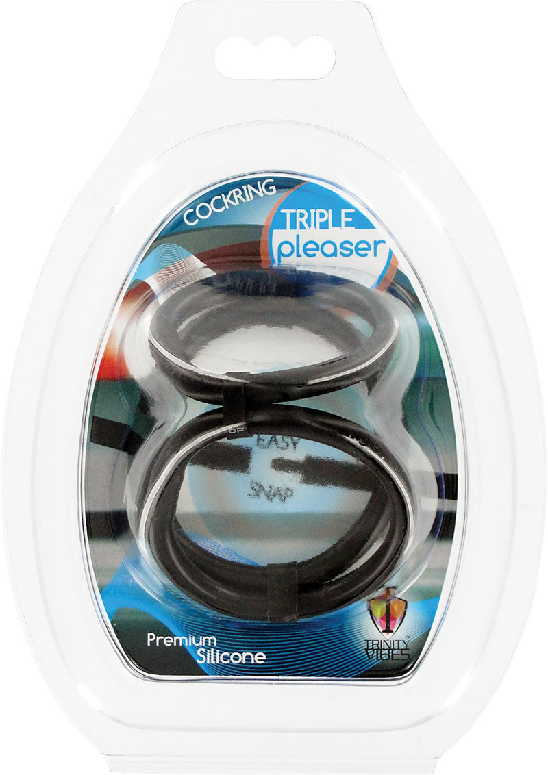 Trinity Vibes Triple Pleaser Silicone Cock Ring Black