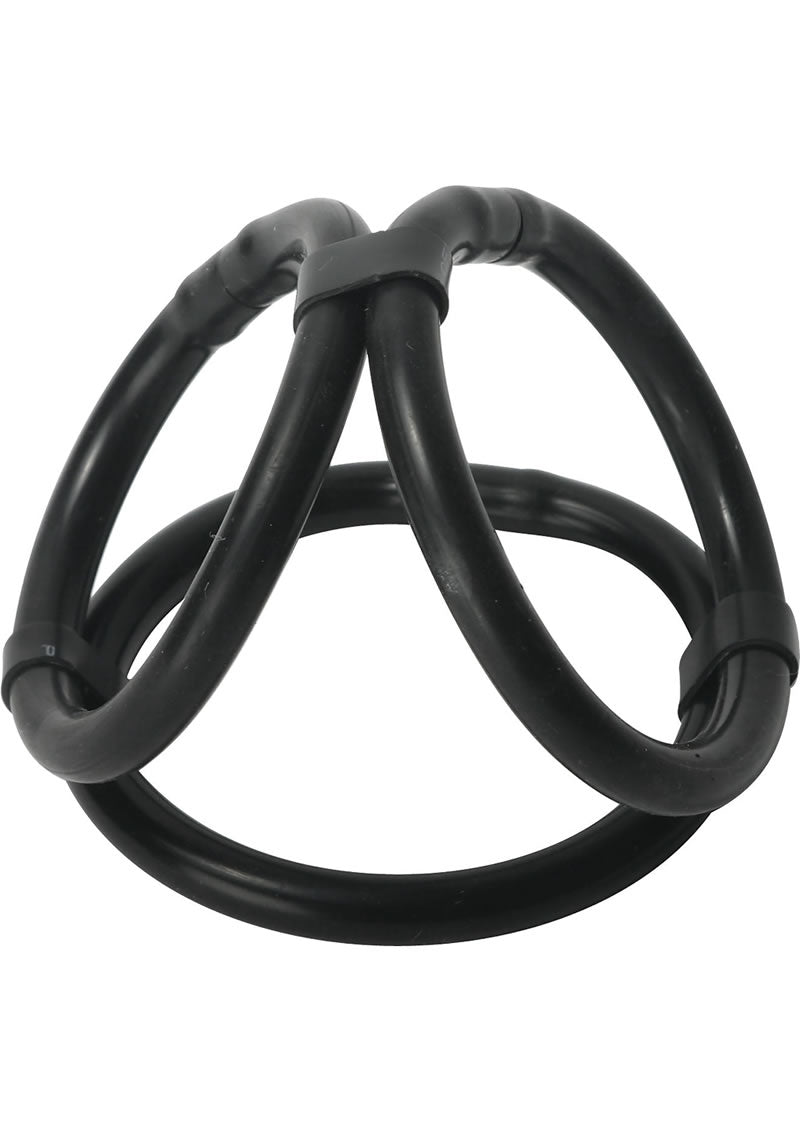 Anillo para el pene de silicona Trinity Vibes Triple Pleaser, color negro