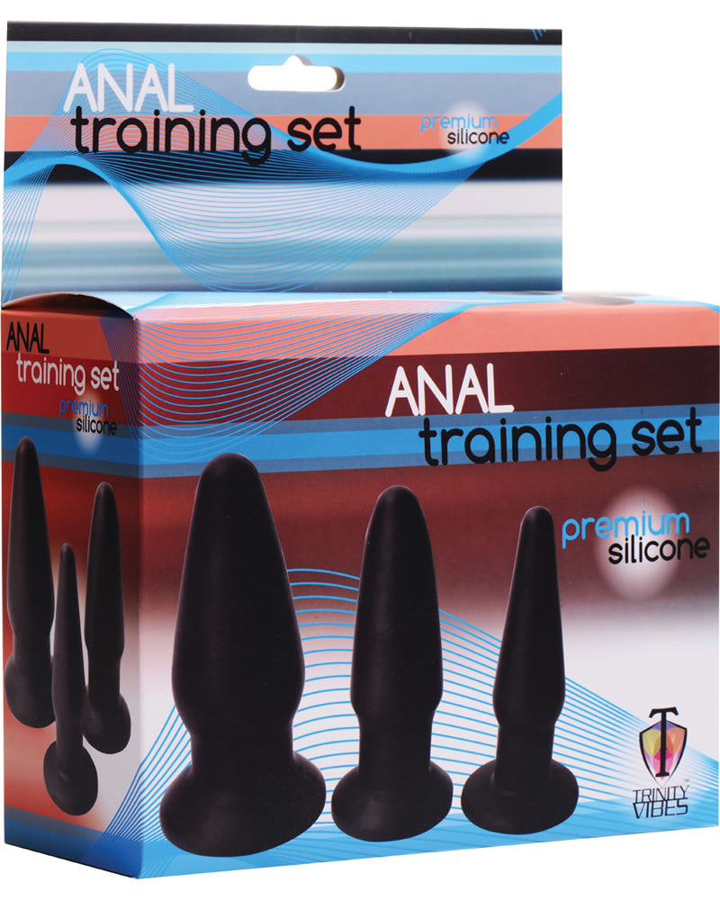 Kit de entrenamiento anal de silicona Trinity Vibes, 3 piezas, color negro