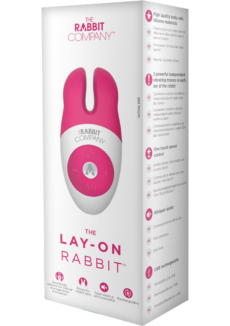 El vibrador de silicona Lay On Rabbit de color rosa intenso