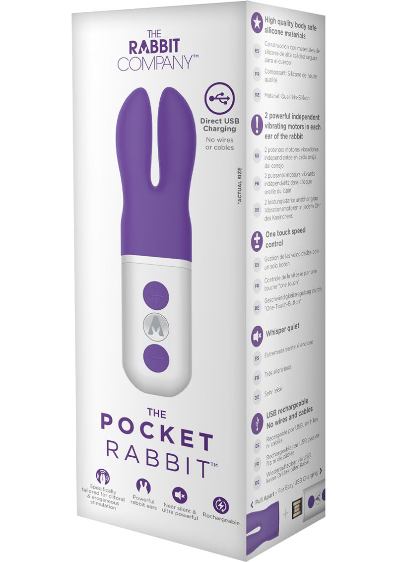 Vibrador de silicona Pocket Rabbit resistente al agua en color morado