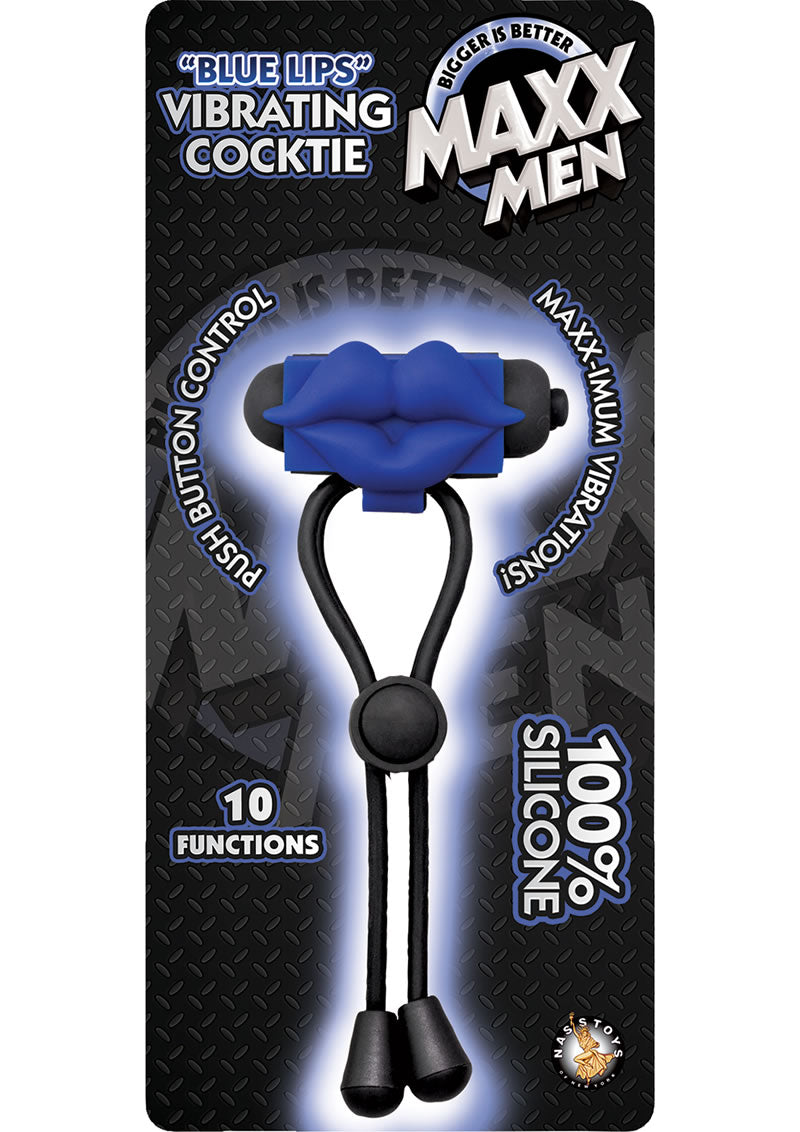 Maxx Men Blue Lips - Pene vibrador de silicona resistente al agua, color azul