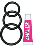 Super Cock Kit Silicone Cockrings And Anal-Ese Black