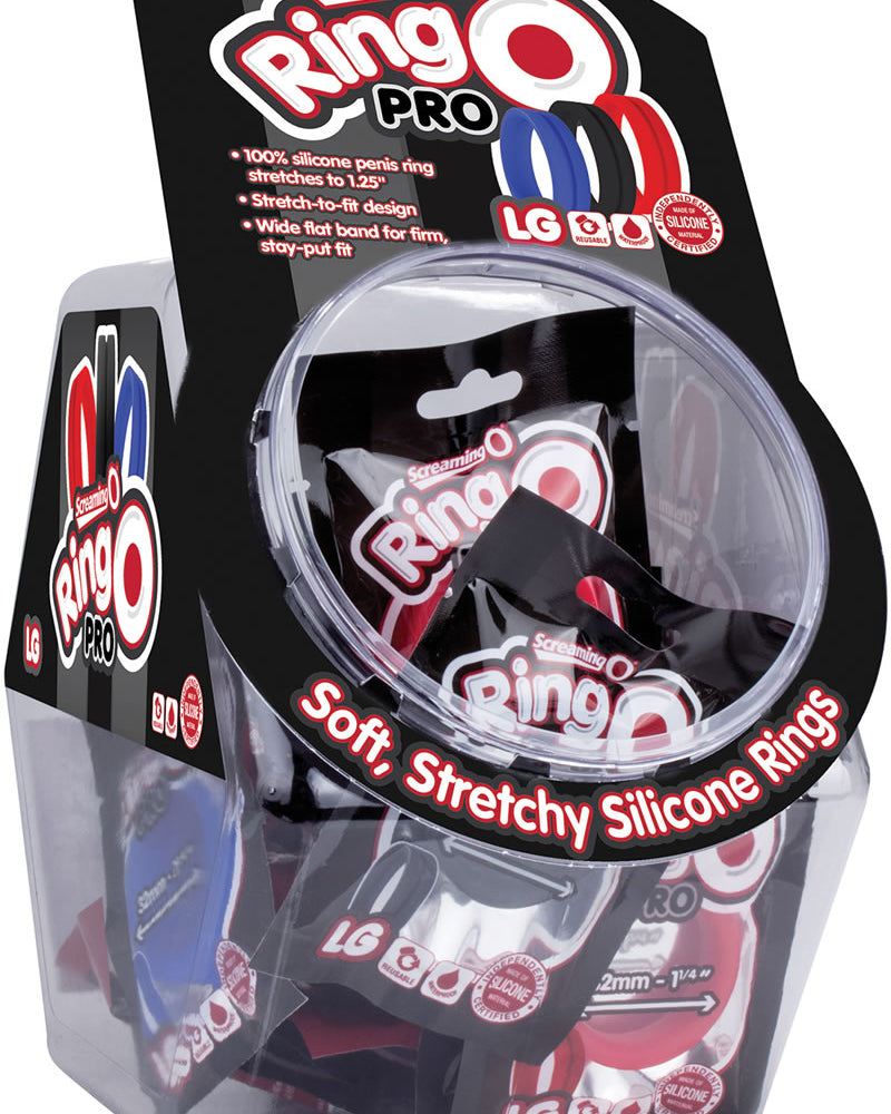 Anillos para el pene de silicona grandes Ring O Pro, resistentes al agua, colores surtidos, 24 piezas