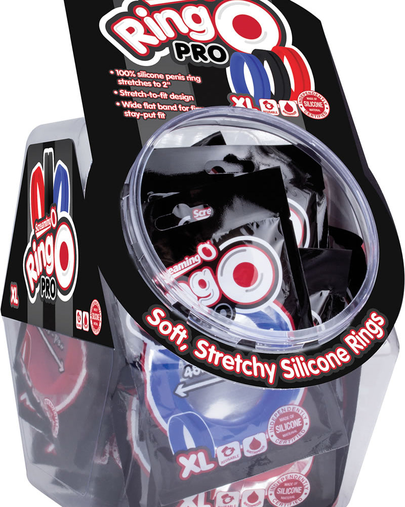 Anillos para el pene de silicona extra grandes Ring O Pro, resistentes al agua, colores surtidos, 24 unidades