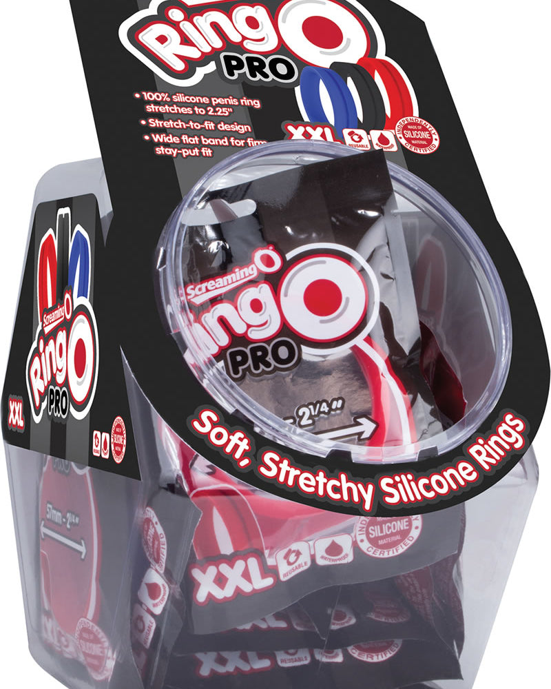 Anillos para el pene de silicona extra grandes Ring O Pro, resistentes al agua, colores surtidos, 24 unidades