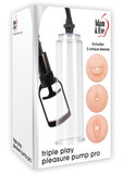 Adam and Eve - Triple Play Pleasure Pump Pro - Clear And Flesh