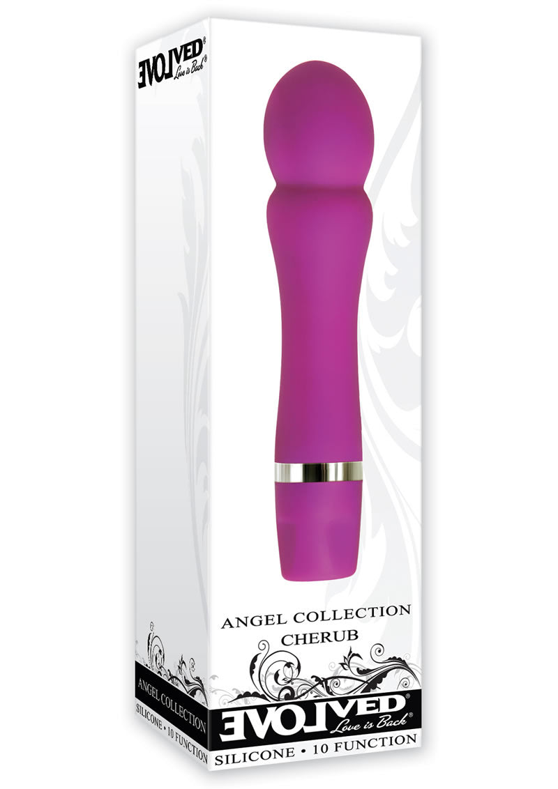 Vibrador de querubín de silicona resistente al agua morado de la colección Angel Evolved