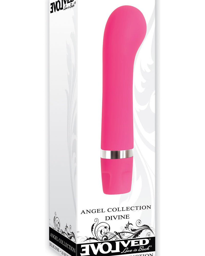 Vibrador de silicona para punto G resistente al agua de la colección Angel de Adán y Eva - Divine - Rosa