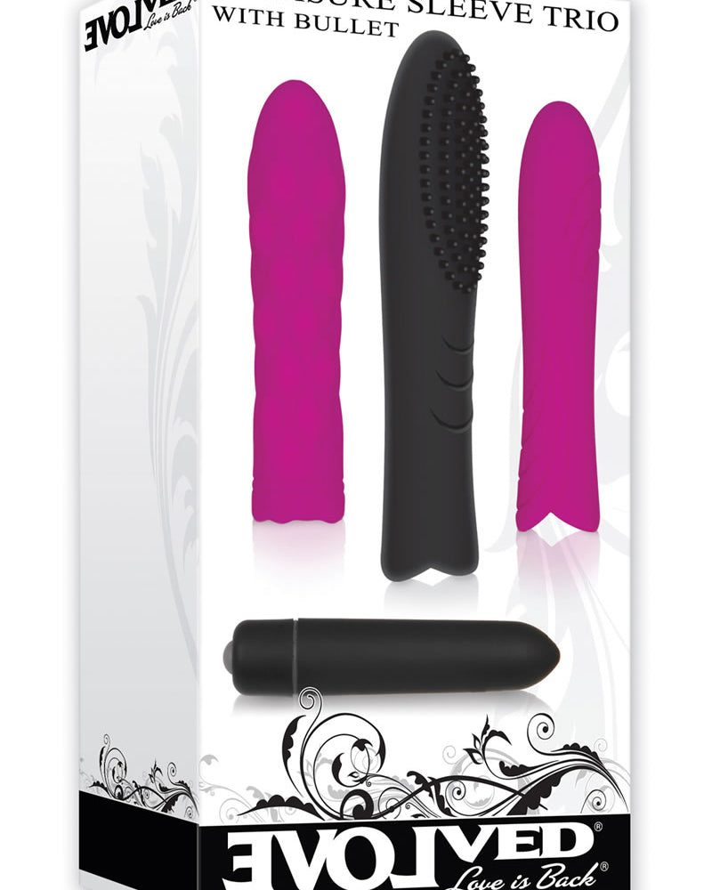 Trío de fundas de silicona Pleasure con juego de balas a prueba de agua